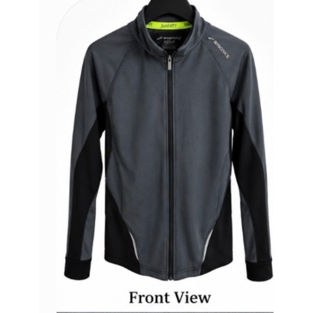 Brooks Drilayer Running Jacket Womens Large Gray Black Full Zip Reflective